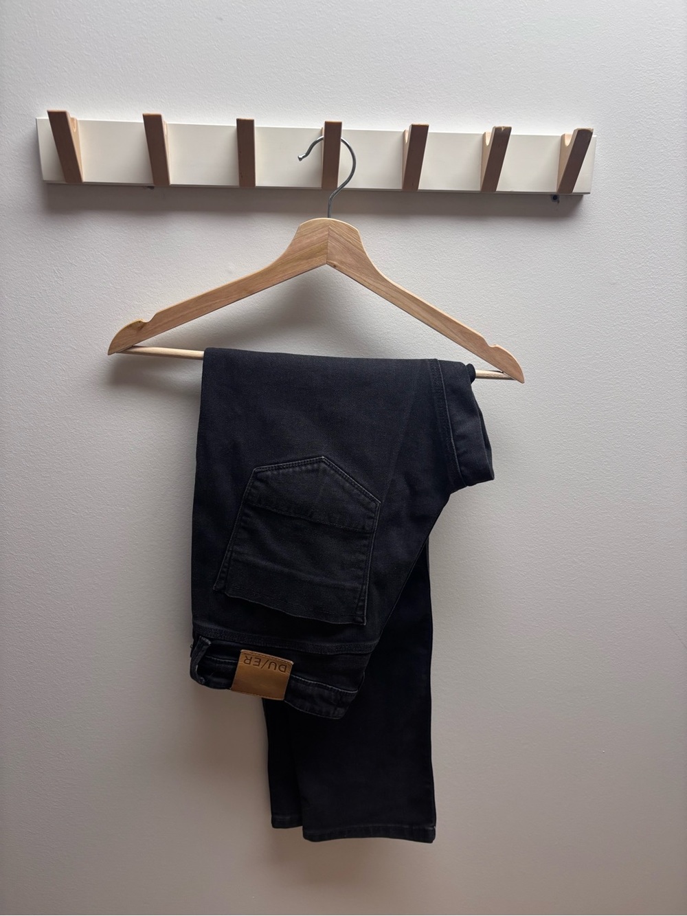 DU/ER Performance Denim Athletic Taper in Black